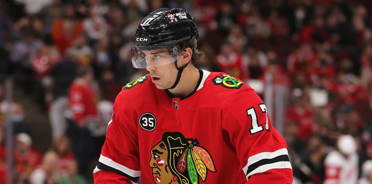Dylan Strome of the Chicago Blackhawks during the first period of