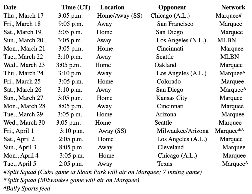 Here is the Updated 2022 Chicago Cubs Spring Training Broadcast Schedule - Bleacher Nation
