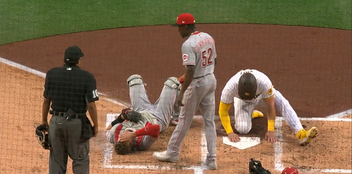 Reds call out Padres' Luke Voit over collision with catcher Tyler