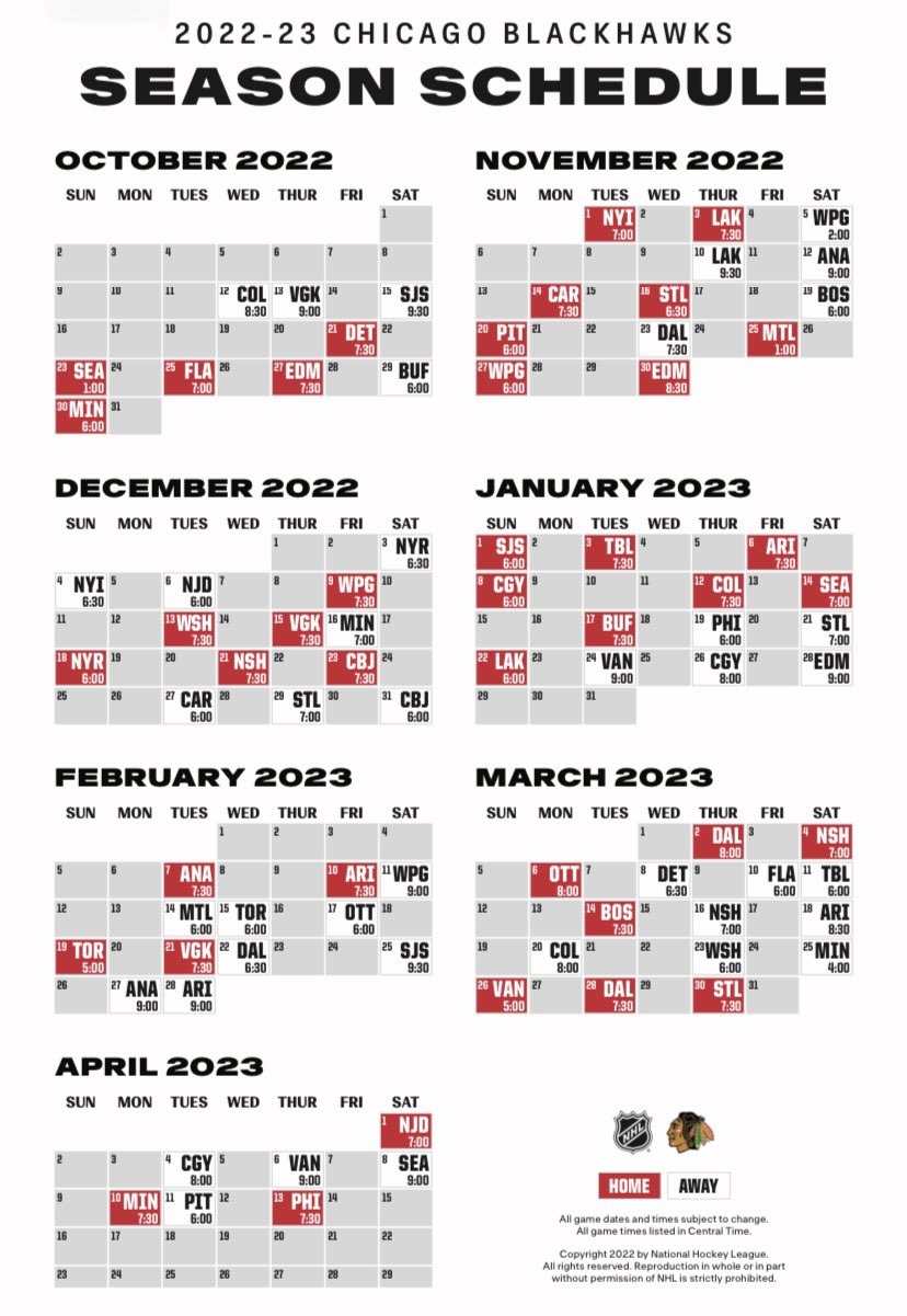 Key Dates From the Blackhawks 2022-23 Regular Season Schedule