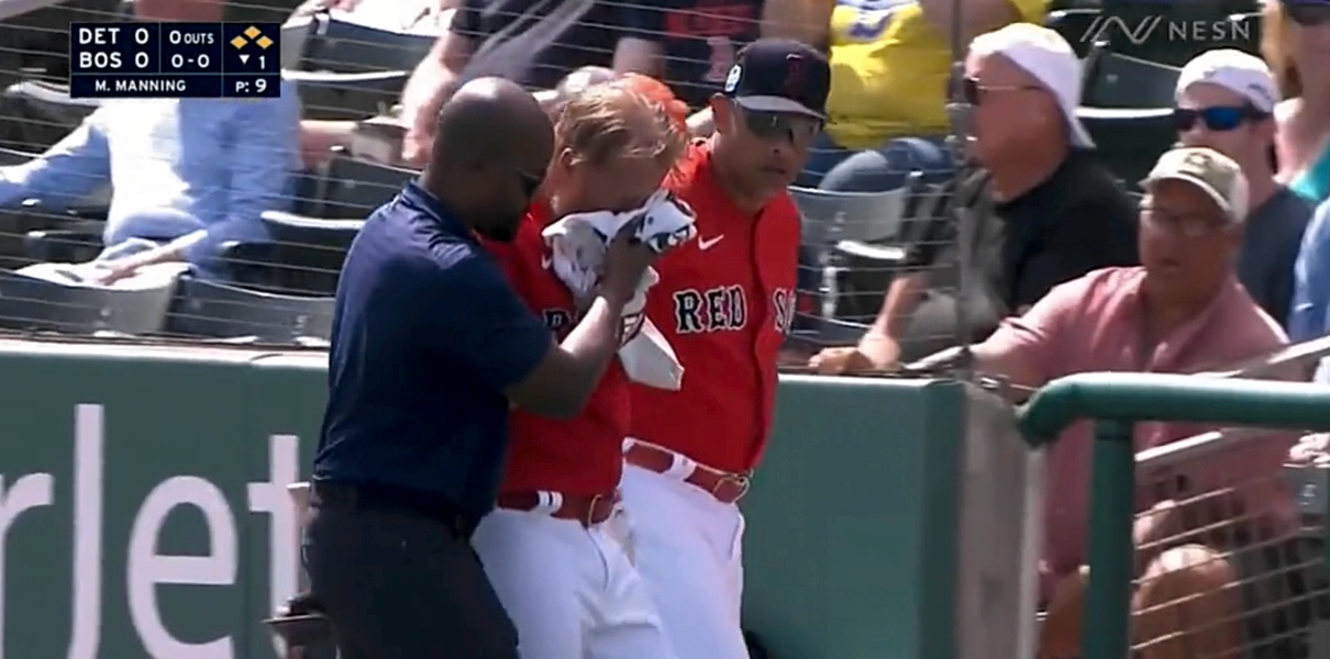 Red Sox' Justin Turner Hospitalized After Being Hit in Face by Pitch