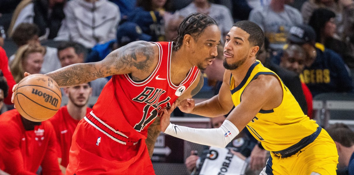 DeRozan of the Chicago Bulls versus the Indiana Pacers