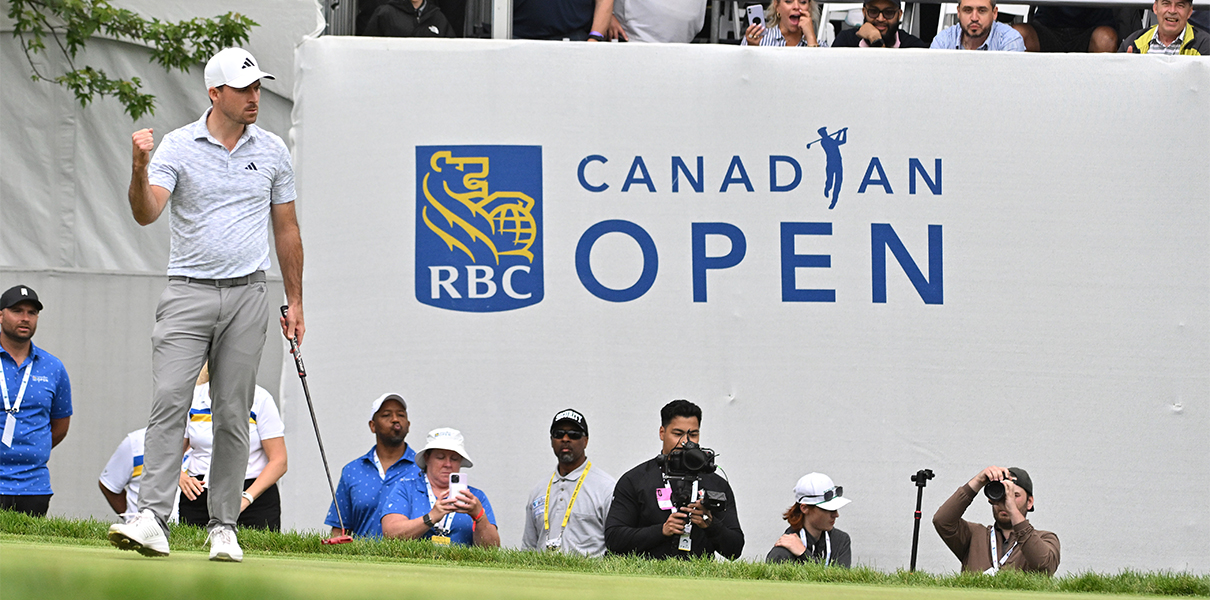 2024 RBC Canadian Open Odds - Jun 11, 2023; Toronto, ON, CAN;  Nick Taylor reacts as he sinks a birdie putt on the 18th green to take the tournament lead during the final round of the RBC Canadian Open golf tournament. Mandatory Credit: Dan Hamilton-USA TODAY Sports