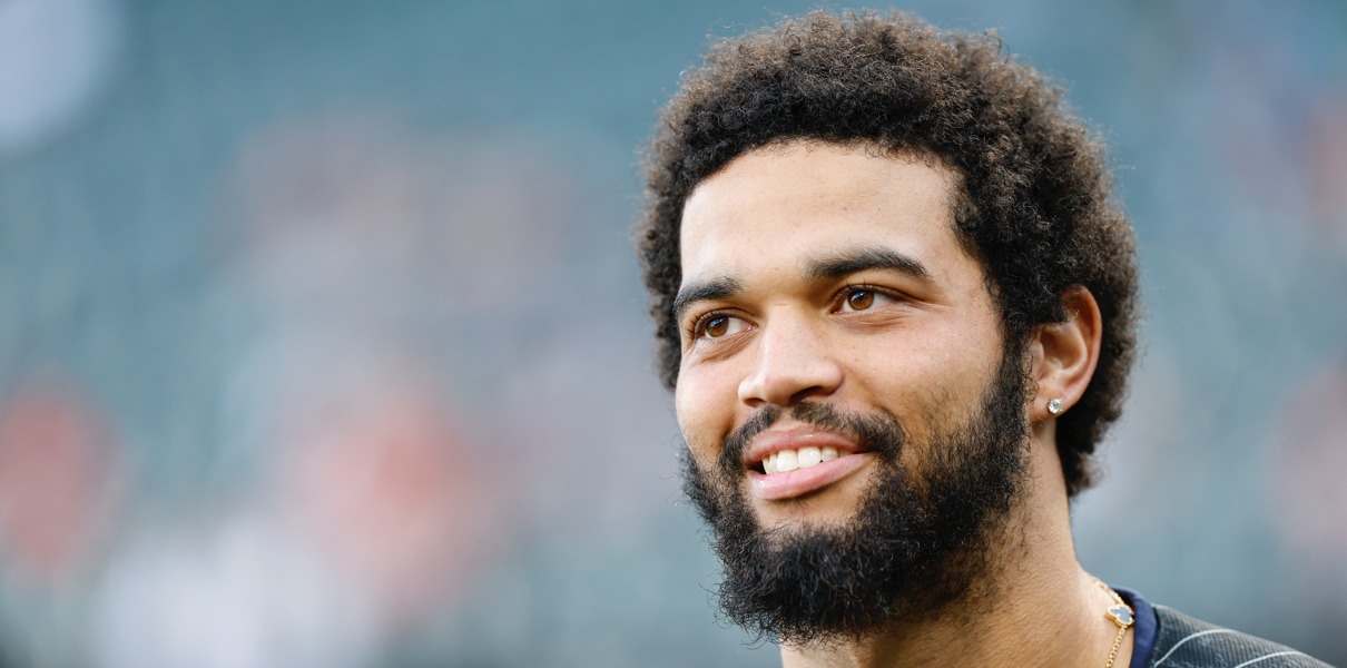 May 23, 2024; Chicago, Illinois, USA; Chicago Bears quarterback Caleb Williams attends a game between the Chicago White Sox and Baltimore Orioles at Guaranteed Rate Field. Mandatory Credit: Kamil Krzaczynski-USA TODAY Sports